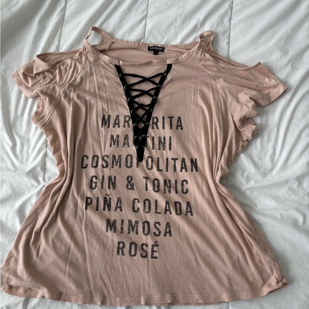 Express Pink Cut Out Short Sleeve Tee